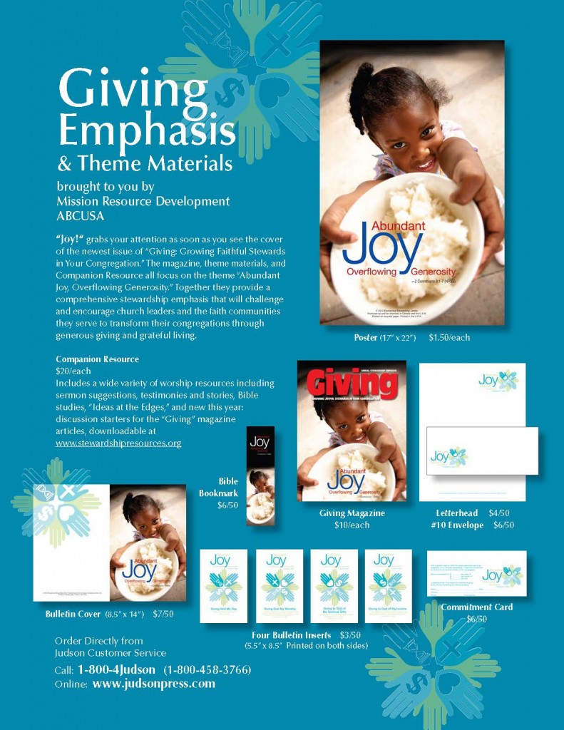 "Abundant Joy, Overflowing Generosity" Resource Available