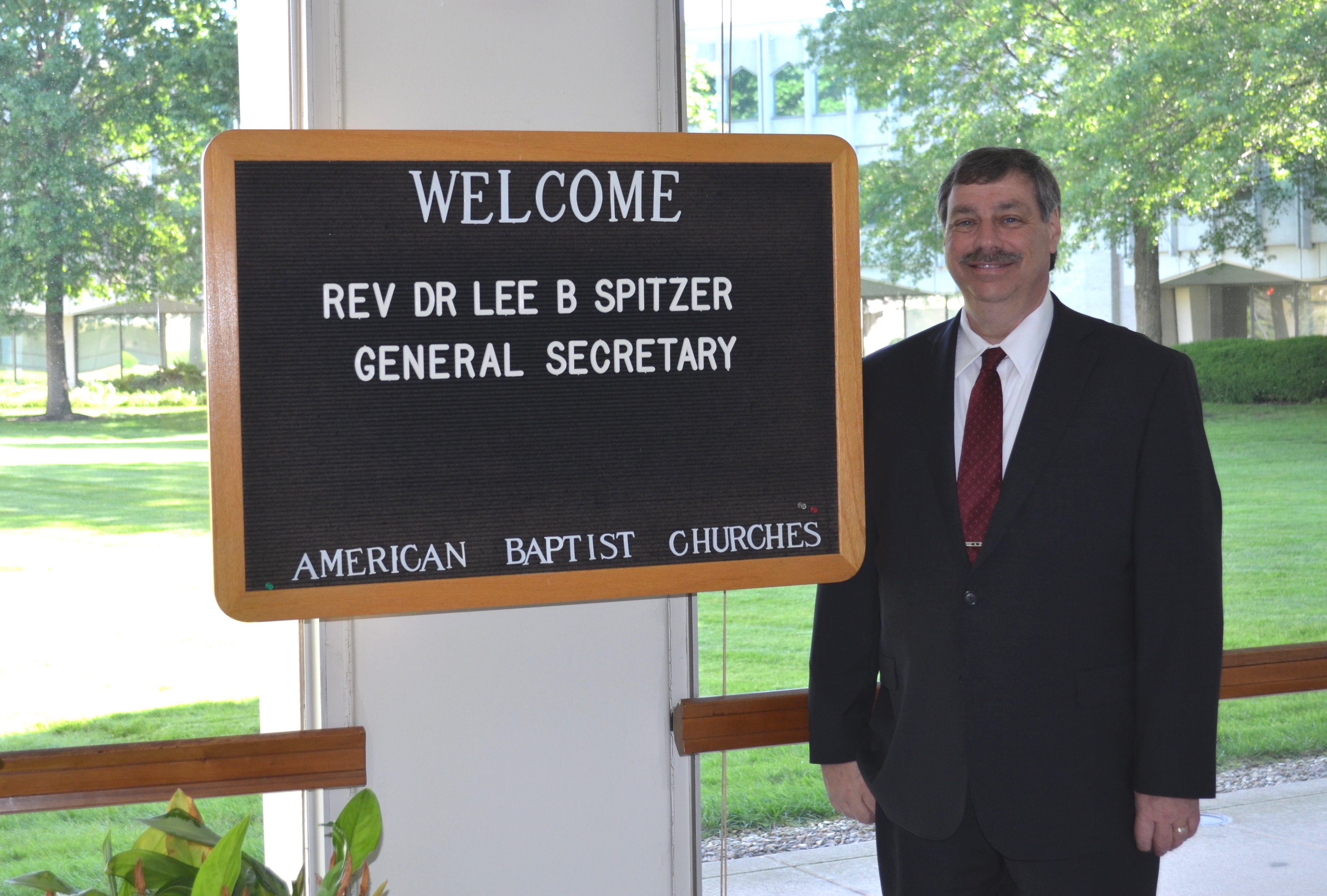 Rev. Dr. Lee B. Spitzer arrives at the Mission Center on his first day as General Secretary